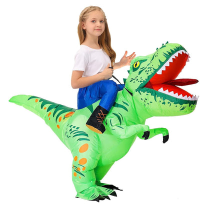 Kids Riding T Rex Costume Halloween Blow up Costume - ChildAngle