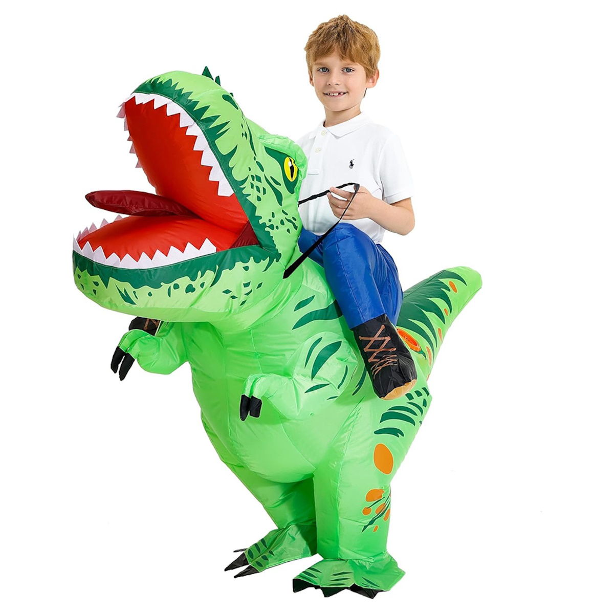 Kids Riding T Rex Costume Halloween Blow up Costume - ChildAngle