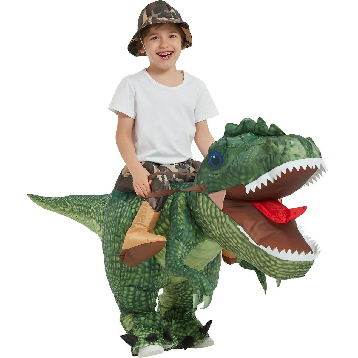 Kids Riding T Rex Costume Halloween Blow up Costume - ChildAngle