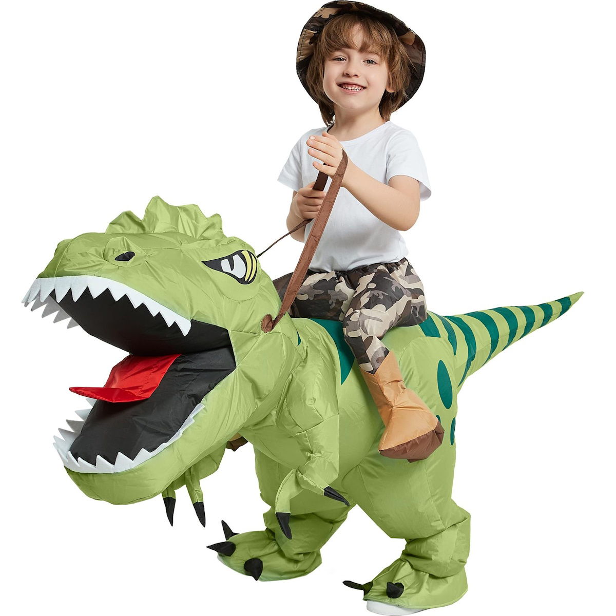 Kids Riding T Rex Costume Halloween Blow up Costume - ChildAngle