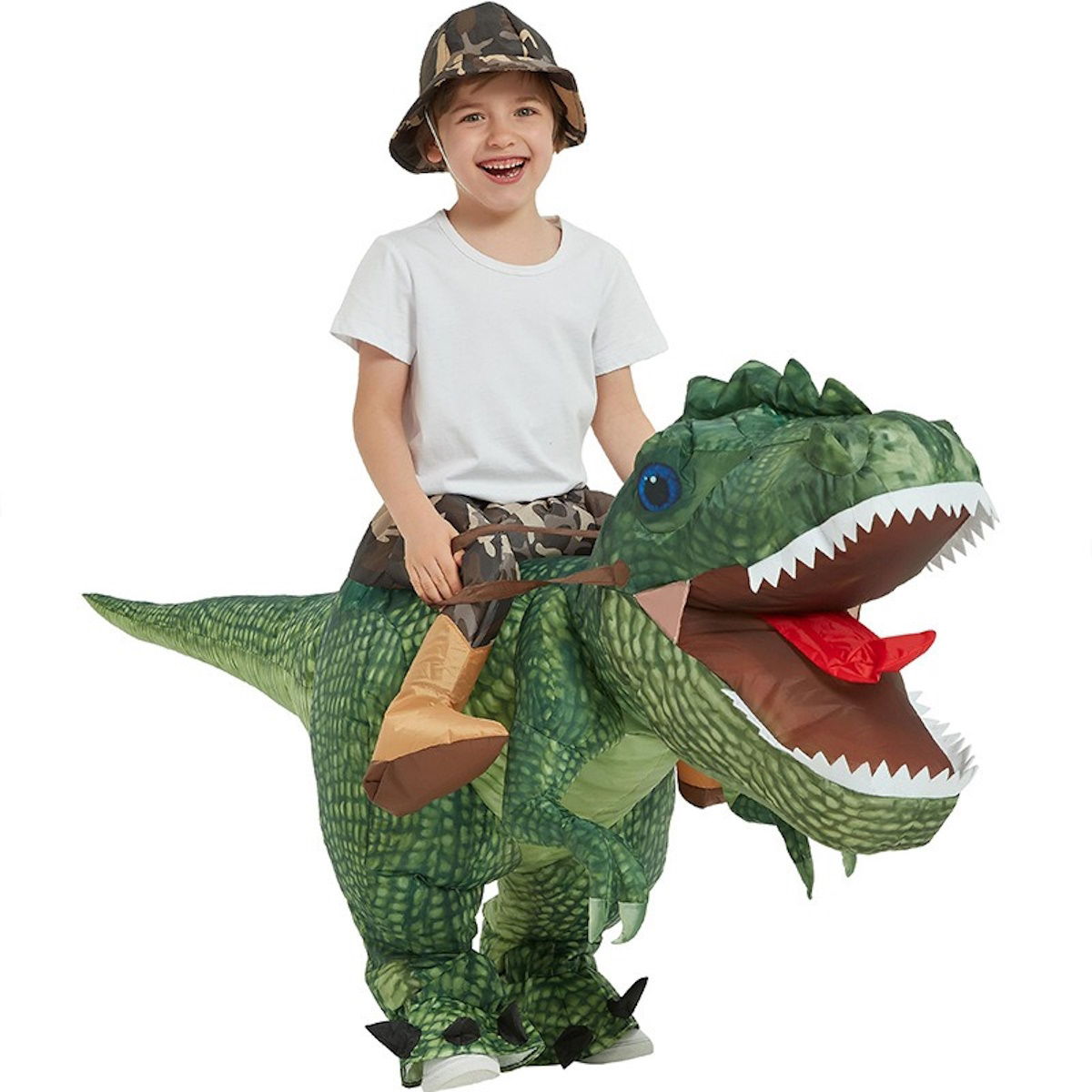 Kids Riding T Rex Costume Halloween Blow up Costume - ChildAngle