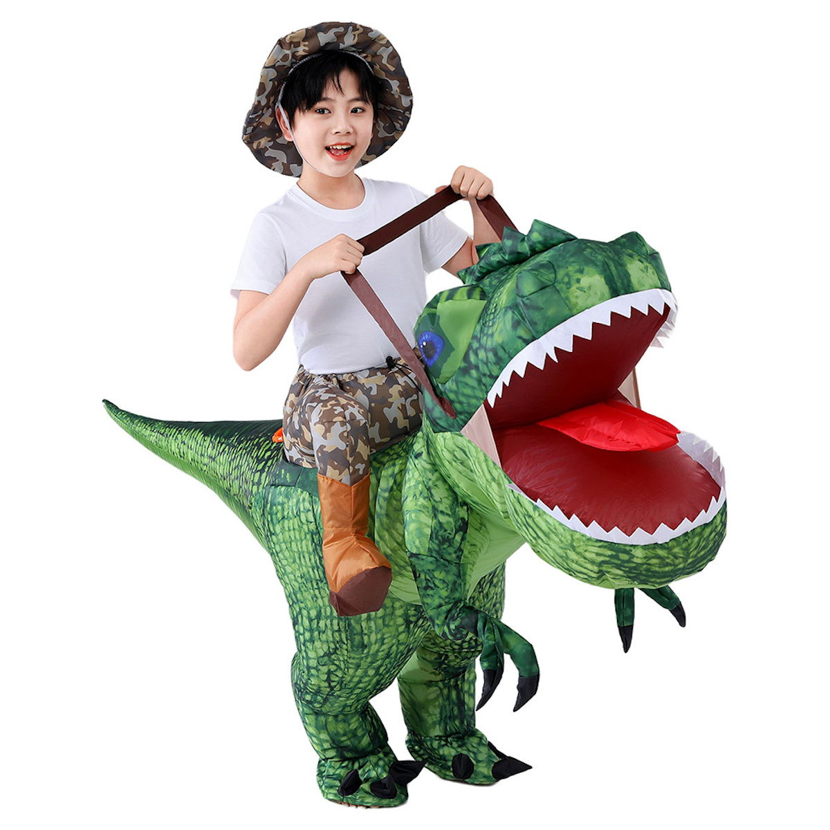 Kids Riding T Rex Costume Halloween Blow up Costume - ChildAngle