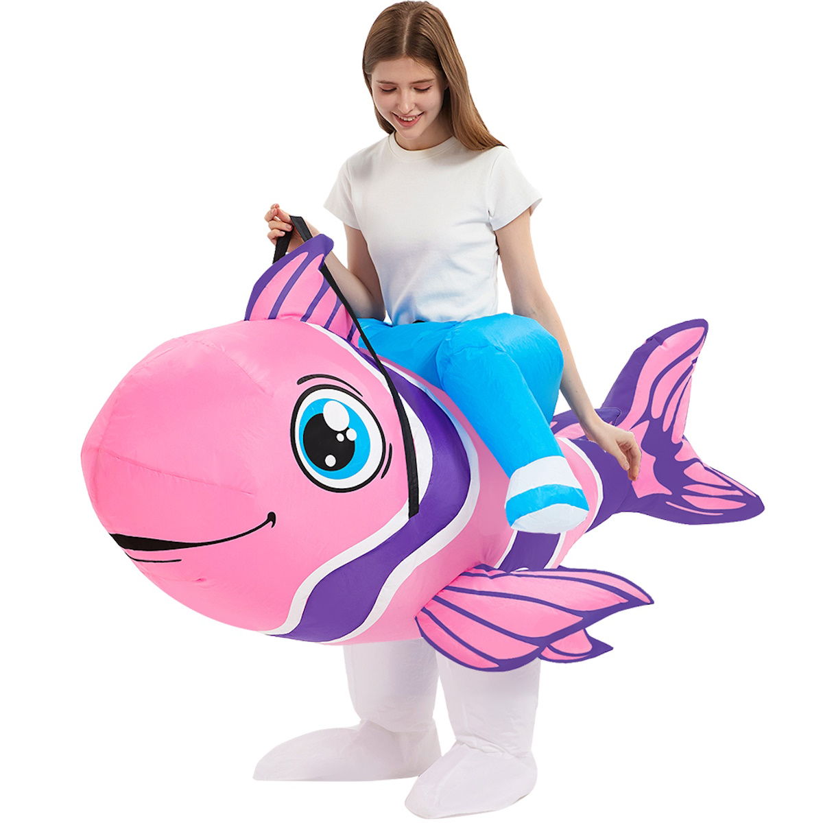 Teens Animal Giraffe Hog Fish Inflatable Animal Riding Costumes - ChildAngle