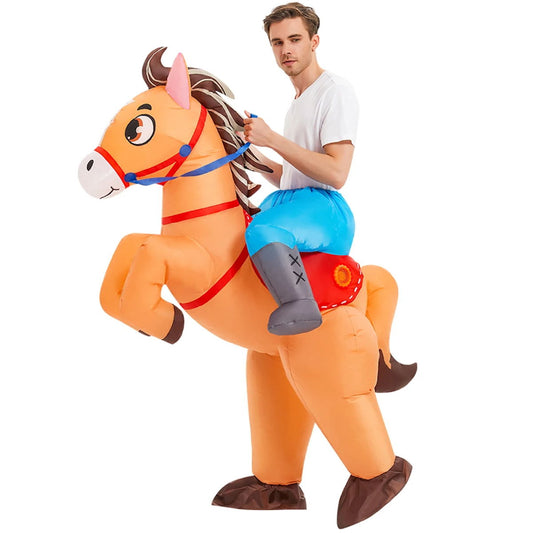 Kids Teens Blow up Zebra Horse Rider Costume - ChildAngle