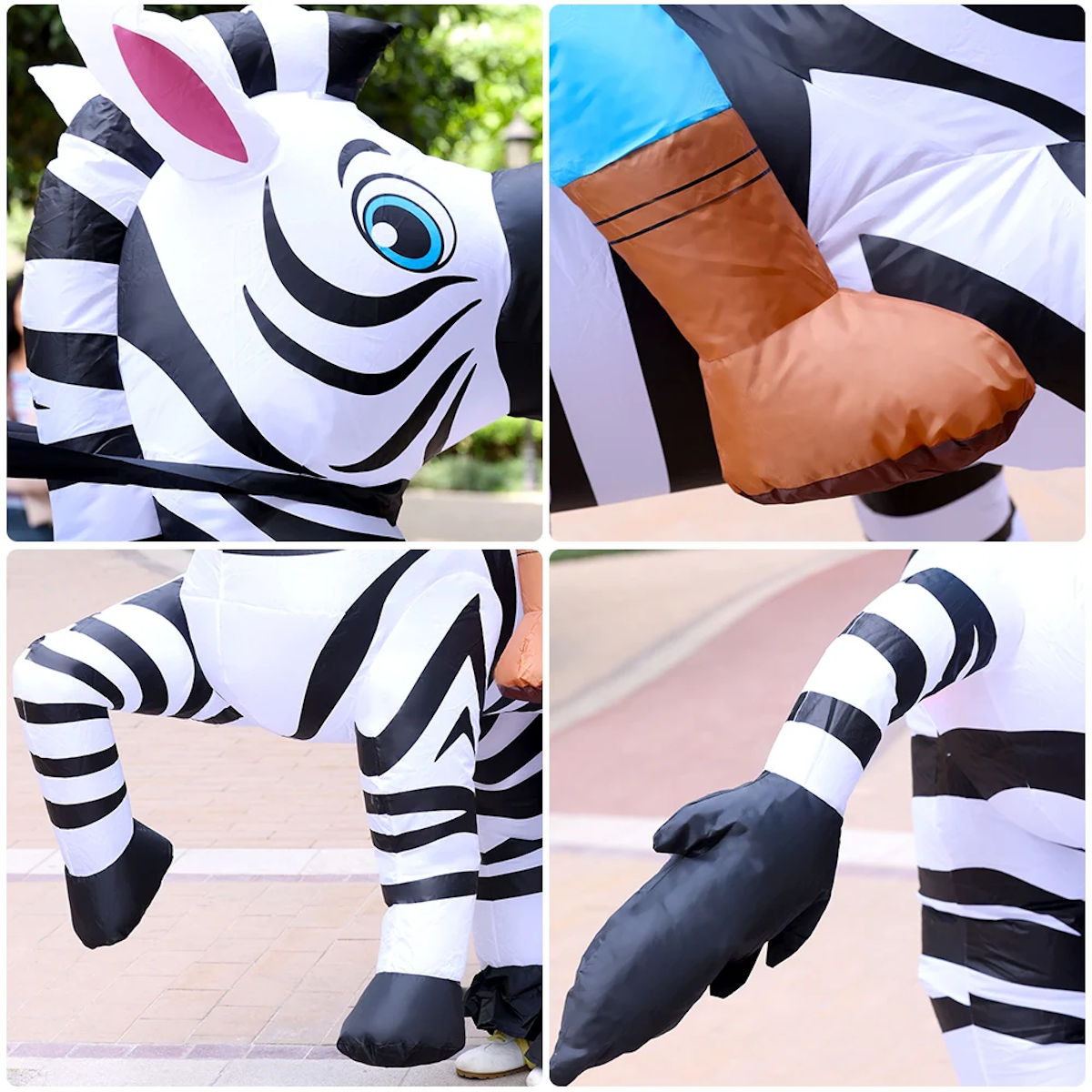 Kids Teens Blow up Zebra Horse Rider Costume - ChildAngle