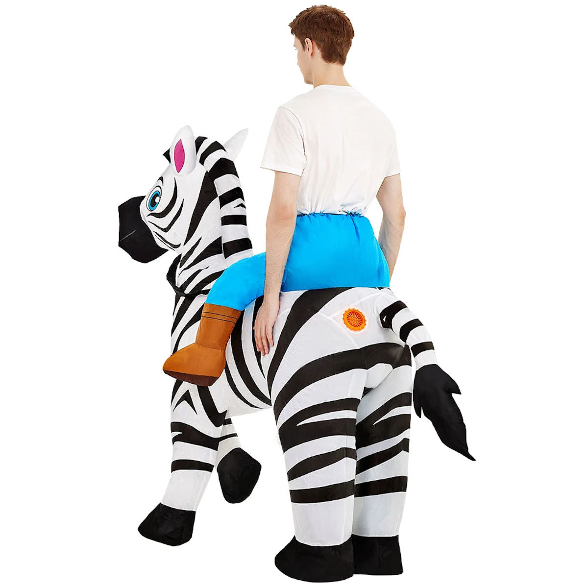 Kids Teens Blow up Zebra Horse Rider Costume - ChildAngle