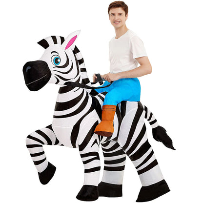 Kids Teens Blow up Zebra Horse Rider Costume - ChildAngle