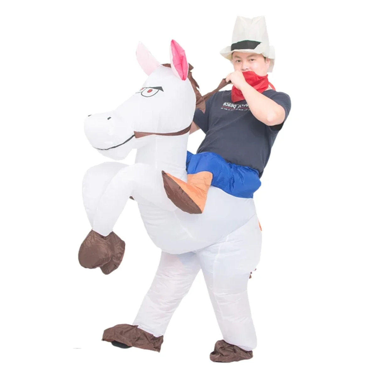 Kids Teens Inflatable Cowboy Riding Horse Costume - ChildAngle