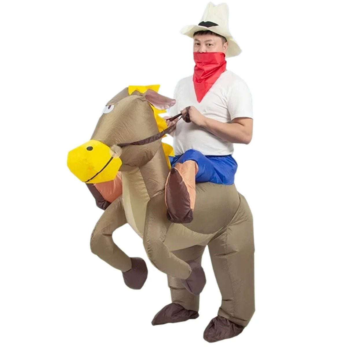 Kids Teens Inflatable Cowboy Riding Horse Costume - ChildAngle