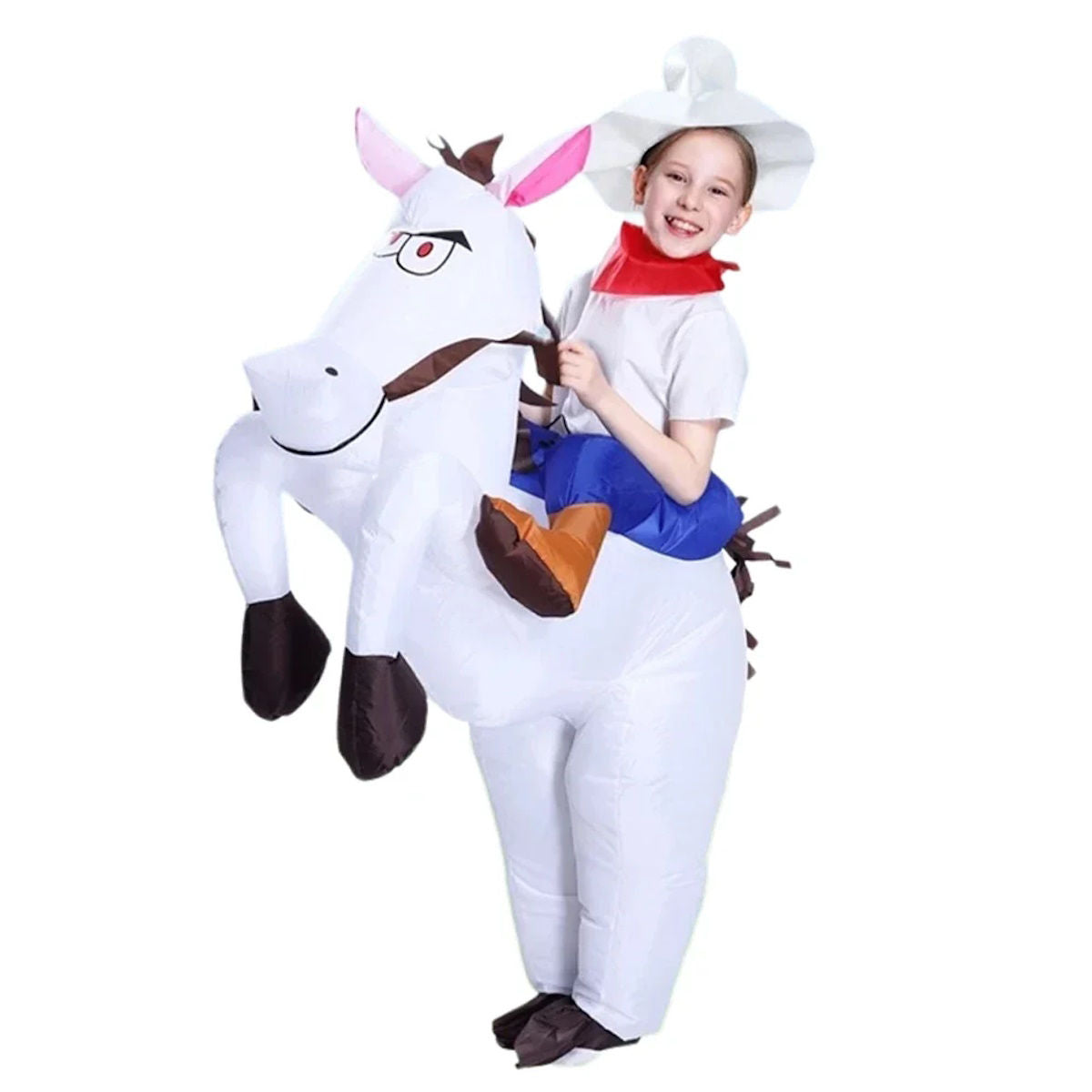 Kids Teens Inflatable Cowboy Riding Horse Costume - ChildAngle
