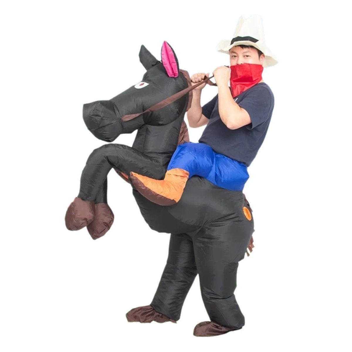 Kids Teens Inflatable Cowboy Riding Horse Costume - ChildAngle