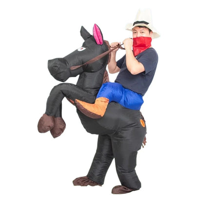Kids Teens Inflatable Cowboy Riding Horse Costume - ChildAngle