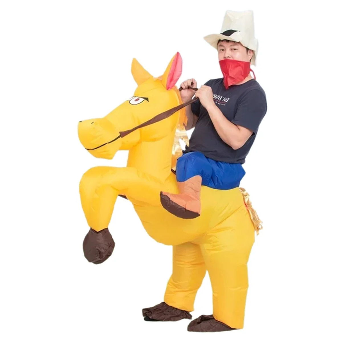 Kids Teens Inflatable Cowboy Riding Horse Costume - ChildAngle