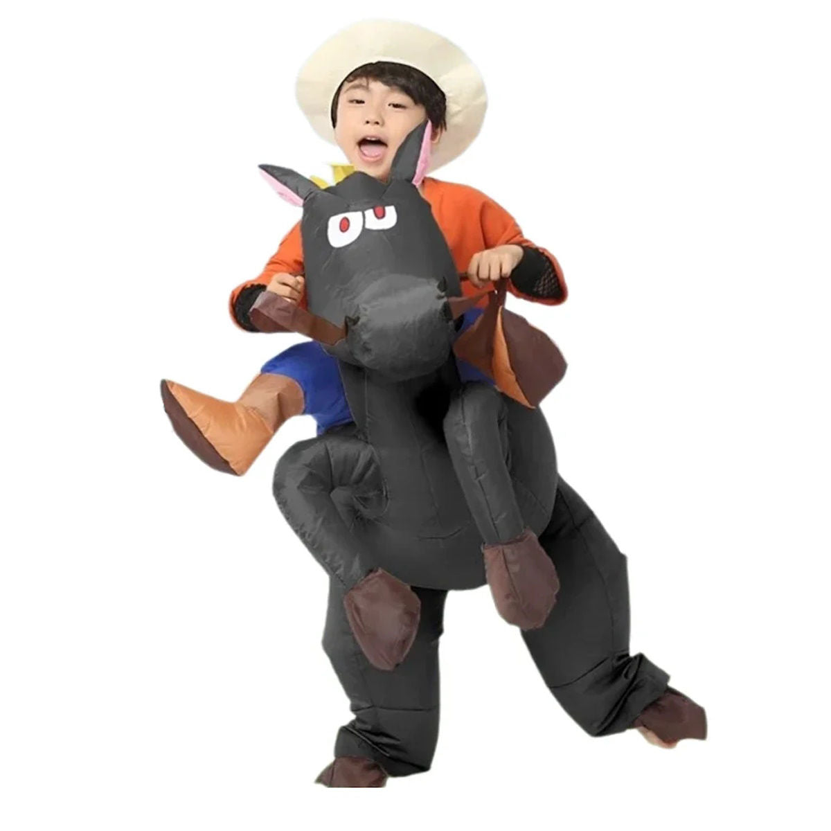 Kids Teens Inflatable Cowboy Riding Horse Costume - ChildAngle