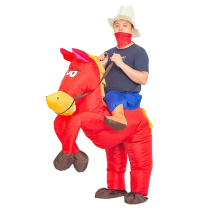 Kids Teens Inflatable Cowboy Riding Horse Costume - ChildAngle