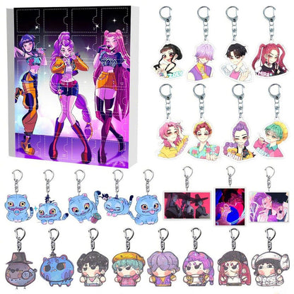 Kpop Demon Hunter Advent Calendar Cartoon Keychain Set - ChildAngle