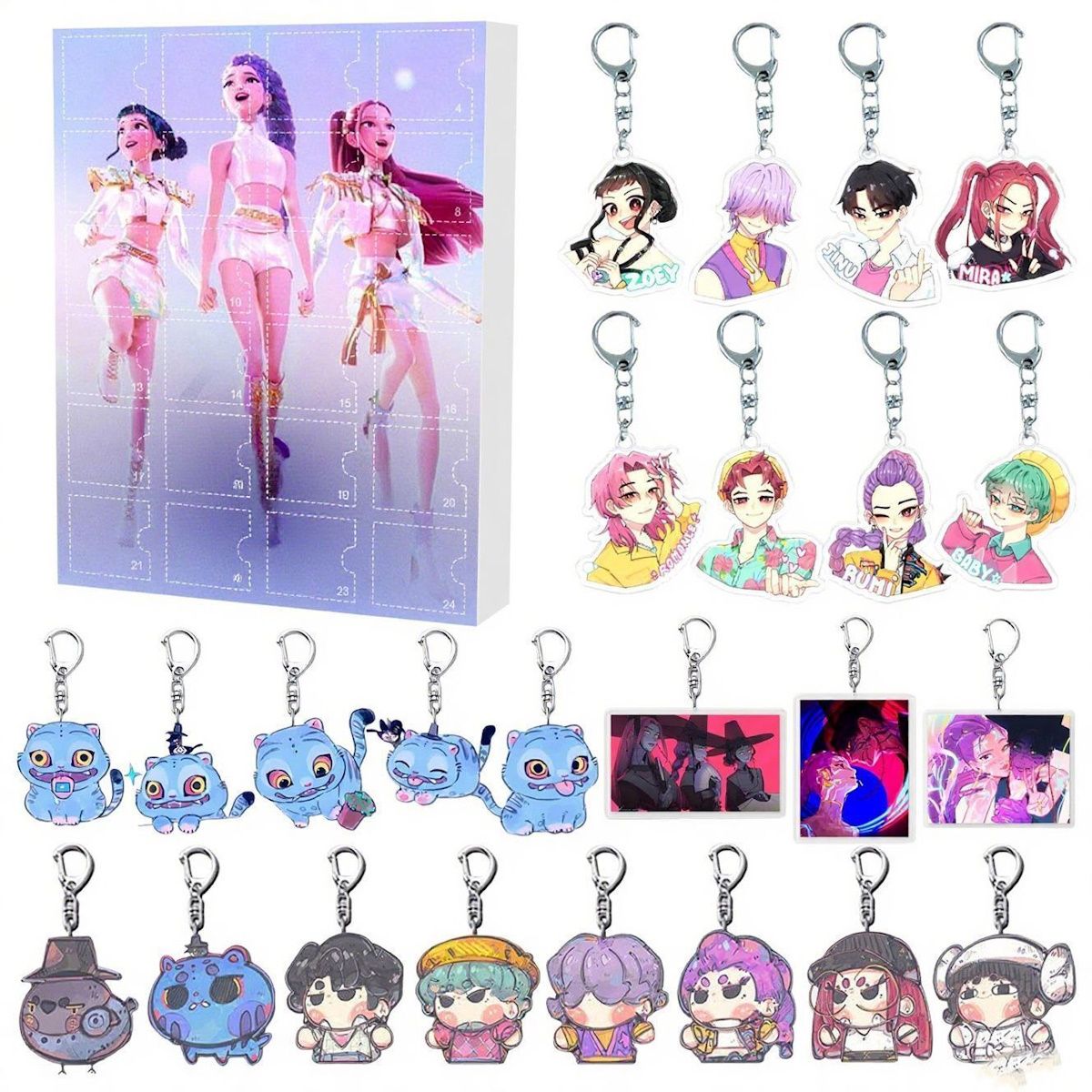 Kpop Demon Hunter Advent Calendar Cartoon Keychain Set - ChildAngle