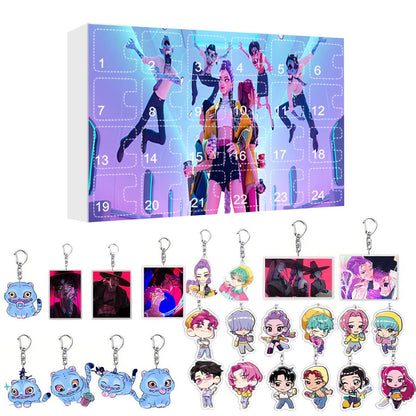 Kpop Demon Hunter Advent Calendar Cartoon Keychain Set for Kids - ChildAngle