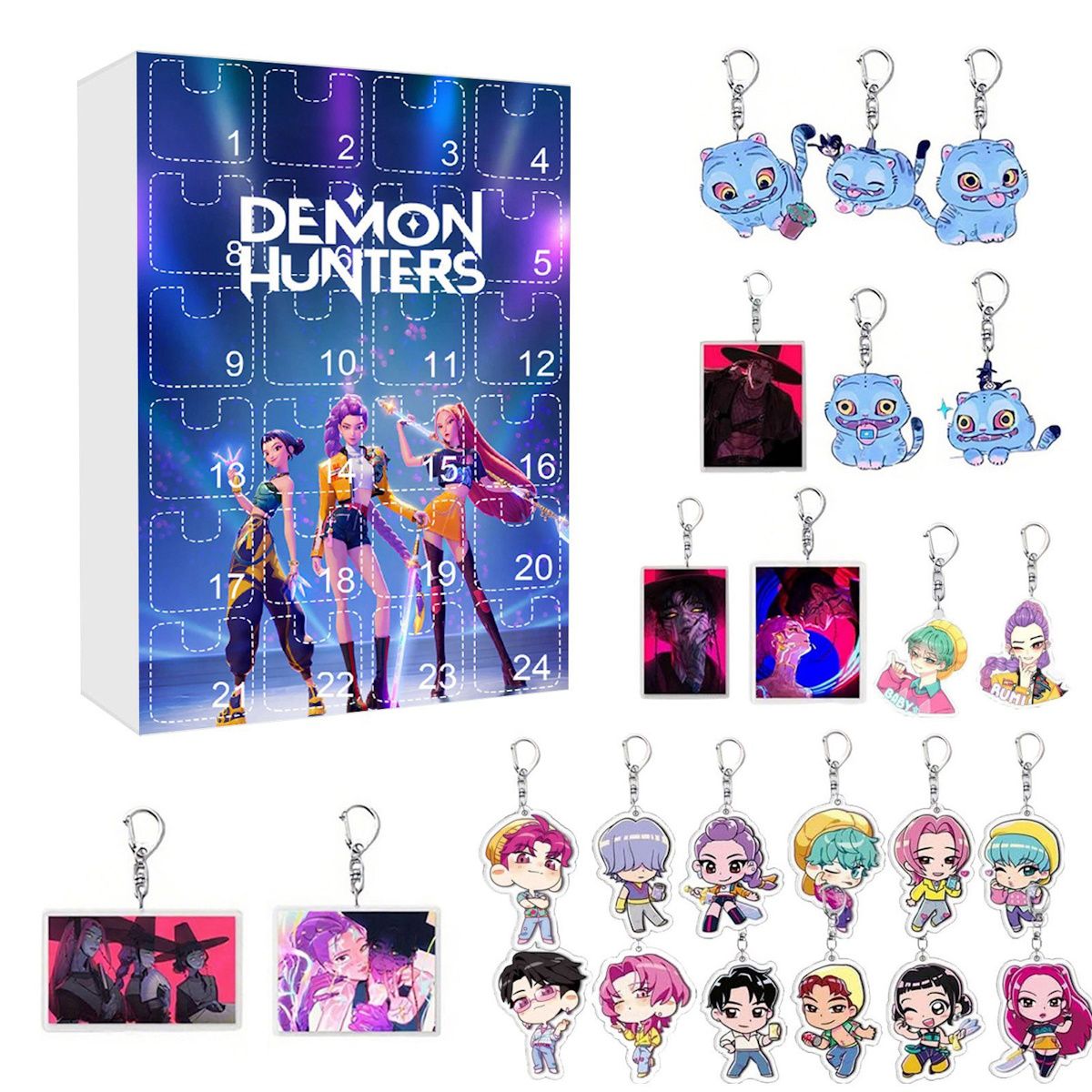 Kpop Demon Hunter Advent Calendar Cartoon Keychain Set for Kids - ChildAngle
