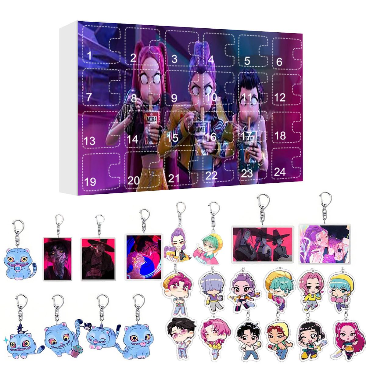 Kpop Demon Hunter Advent Calendar Cartoon Keychain Set for Kids - ChildAngle