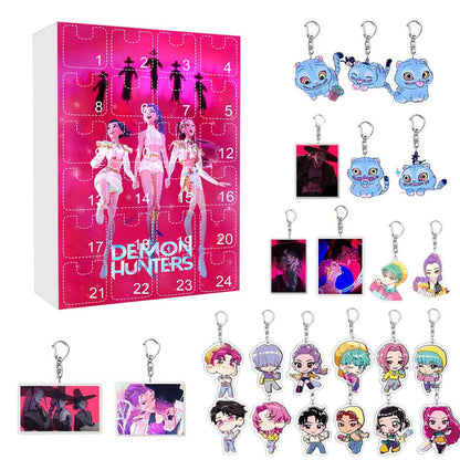 Kpop Demon Hunter Advent Calendar Cartoon Keychain Set for Kids - ChildAngle