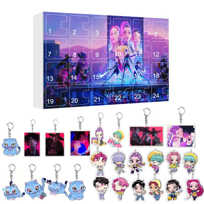 Kpop Demon Hunter Advent Calendar Cartoon Keychain Set for Kids - ChildAngle