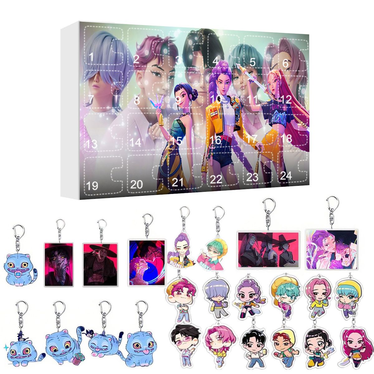 Kpop Demon Hunter Advent Calendar Cartoon Keychain Set for Kids - ChildAngle
