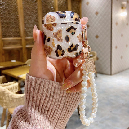 Glitter Leopard Print AirPods Case with Elegant Latch - ChildAngle Leopard Print AirPods Case