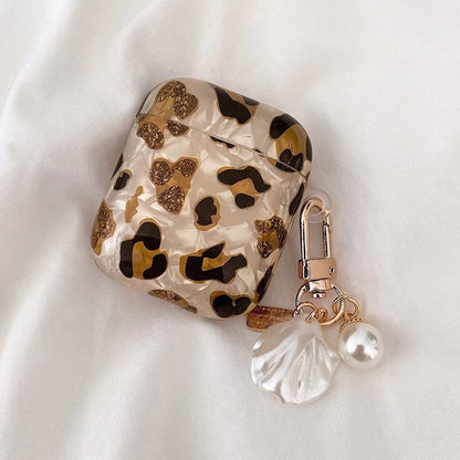 Glitter Leopard Print AirPods Case with Elegant Latch - ChildAngle Leopard Print AirPods Case