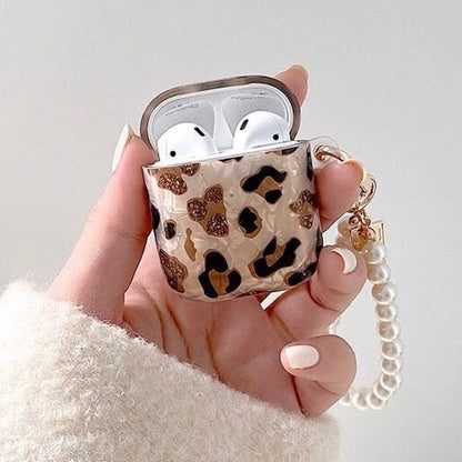 Glitter Leopard Print AirPods Case with Elegant Latch - ChildAngle Leopard Print AirPods Case