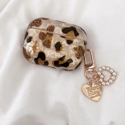 Glitter Leopard Print AirPods Case with Elegant Latch - ChildAngle Leopard Print AirPods Case