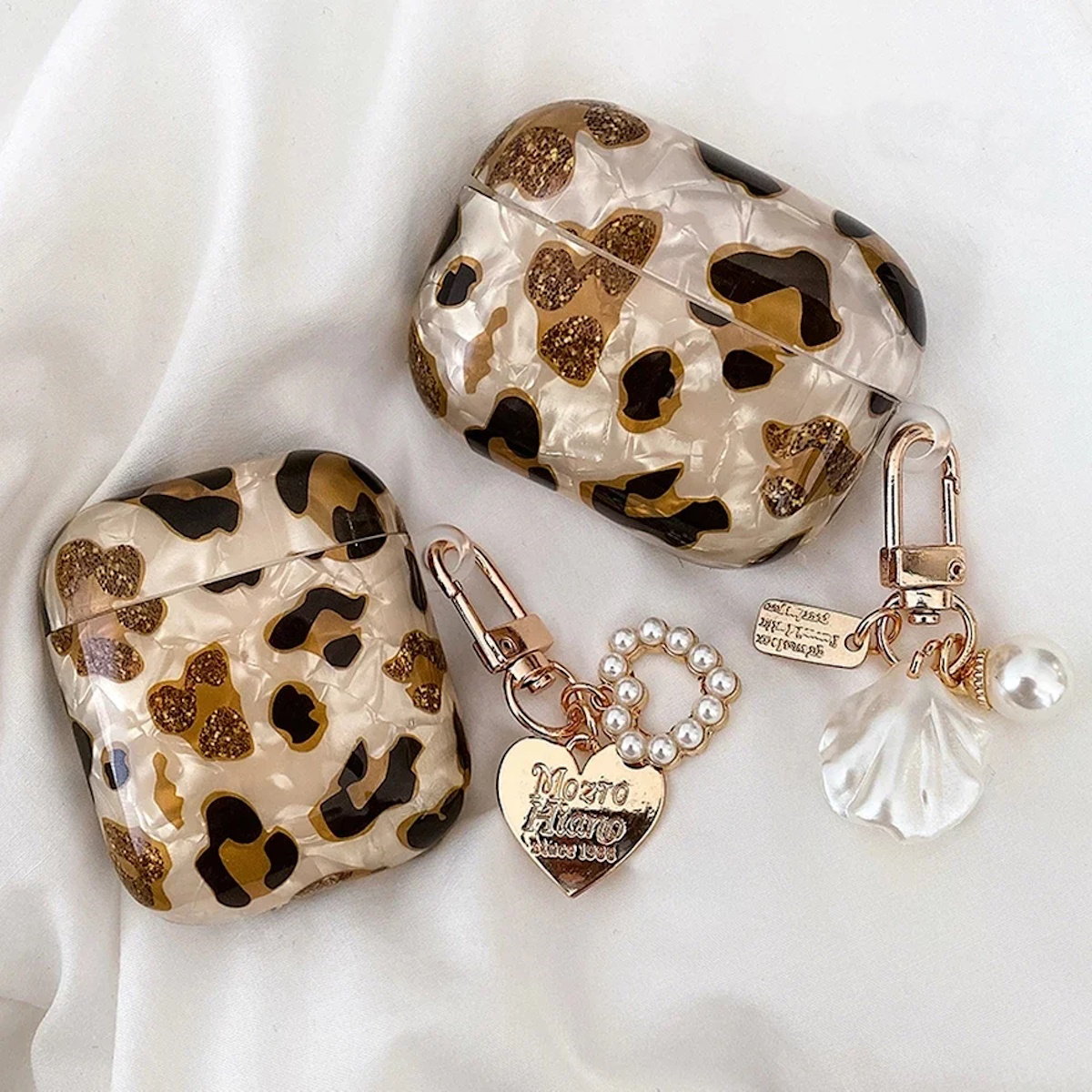 Glitter Leopard Print AirPods Case with Elegant Latch - ChildAngle Leopard Print AirPods Case
