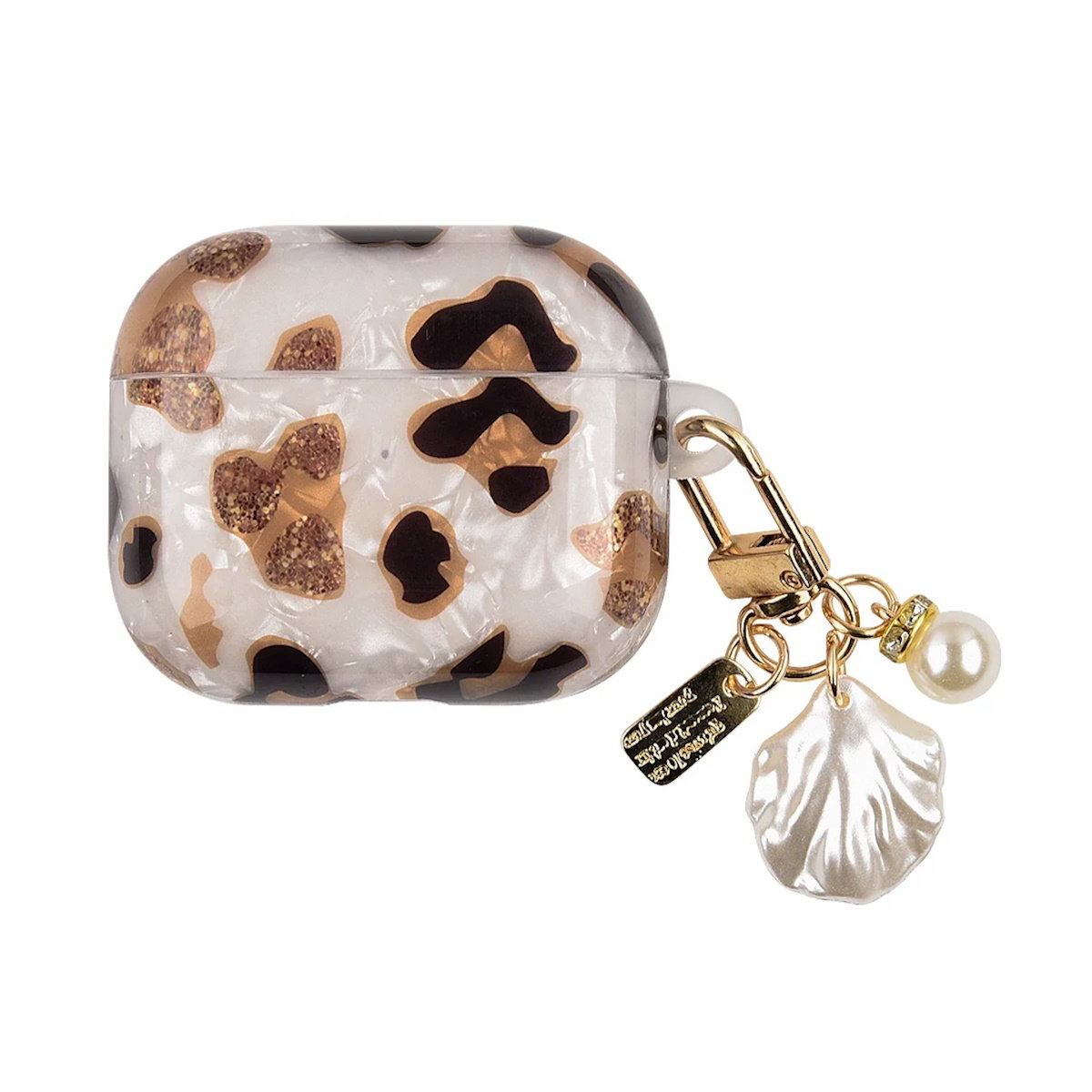 Glitter Leopard Print AirPods Case with Elegant Latch - ChildAngle Leopard Print AirPods Case