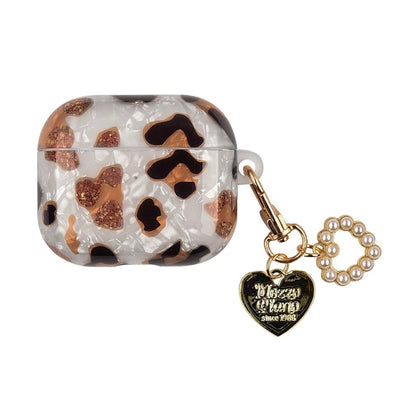 Glitter Leopard Print AirPods Case with Elegant Latch - ChildAngle Leopard Print AirPods Case