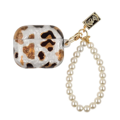 Glitter Leopard Print AirPods Case with Elegant Latch - ChildAngle Leopard Print AirPods Case