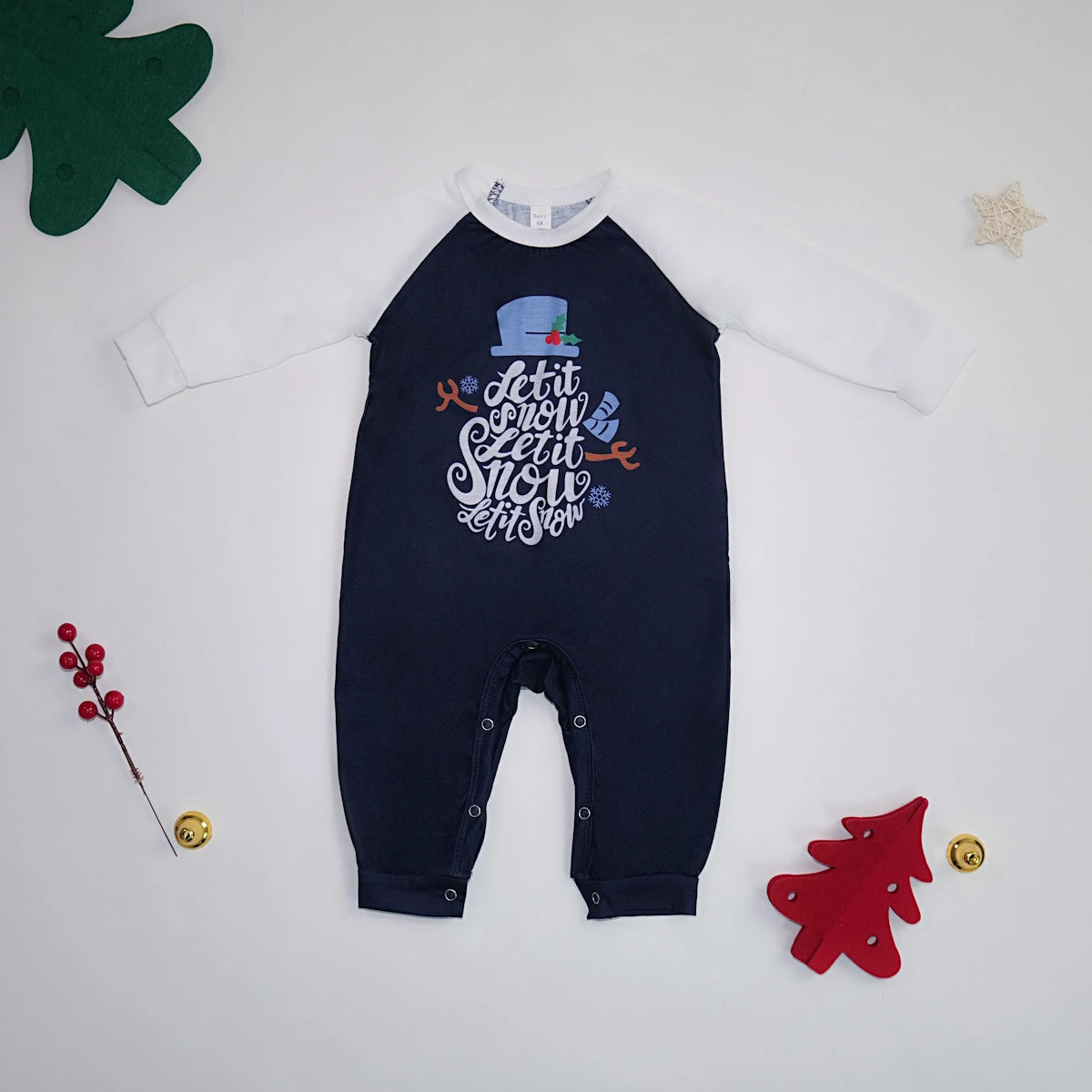 Let it Snow Snowman Christmas Family Matching Christmas PJS Pyjamas Set - ChildAngle