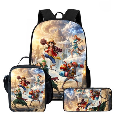 3PCS Zoro Luffy One Piece Backpack and Lunchbox Pencil Case Set - ChildAngle