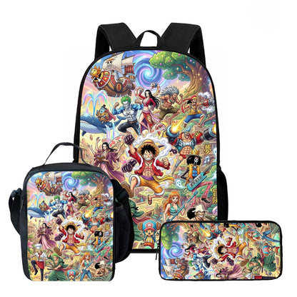 3PCS Zoro Luffy One Piece Backpack and Lunchbox Pencil Case Set - ChildAngle