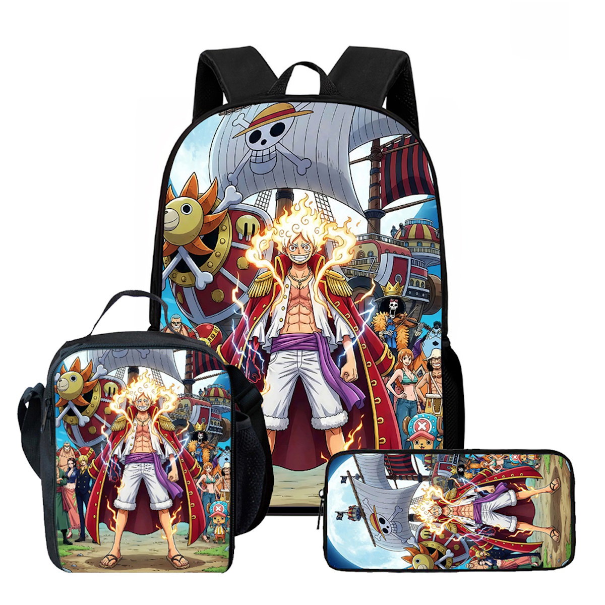3PCS Zoro Luffy One Piece Backpack and Lunchbox Pencil Case Set - ChildAngle
