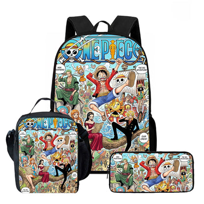 3PCS Zoro Luffy One Piece Backpack and Lunchbox Pencil Case Set - ChildAngle