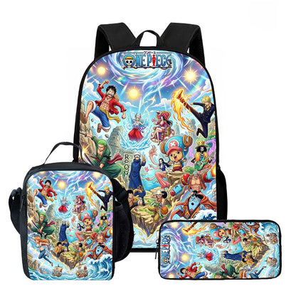 3PCS Zoro Luffy One Piece Backpack and Lunchbox Pencil Case Set - ChildAngle