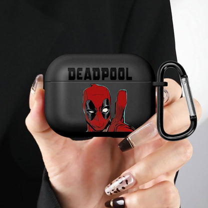 Black AirPods case with Marvel Deadpool design - ChildAngle Deadpool AirPods Case