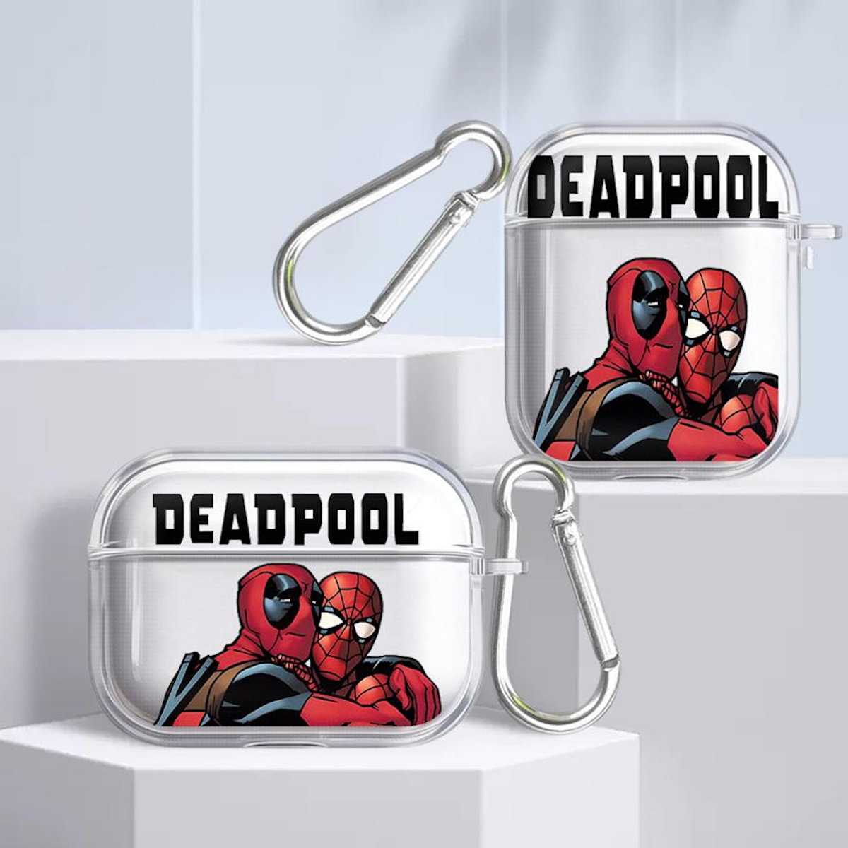 Black AirPods case with Marvel Deadpool design - ChildAngle Deadpool AirPods Case