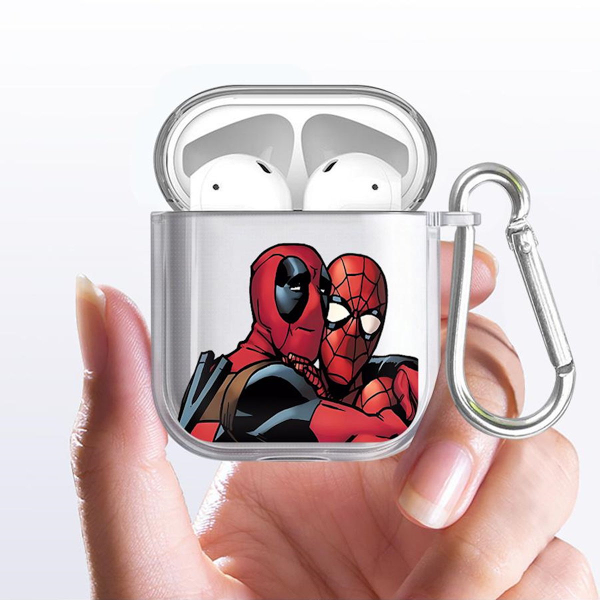 Black AirPods case with Marvel Deadpool design - ChildAngle Deadpool AirPods Case