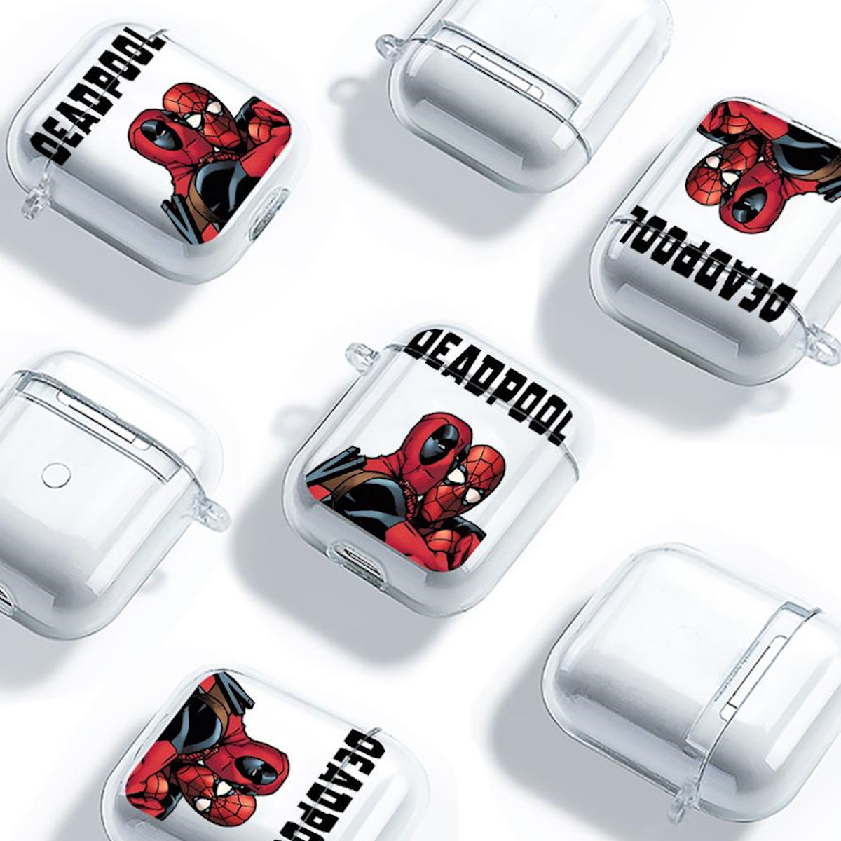 Black AirPods case with Marvel Deadpool design - ChildAngle Deadpool AirPods Case