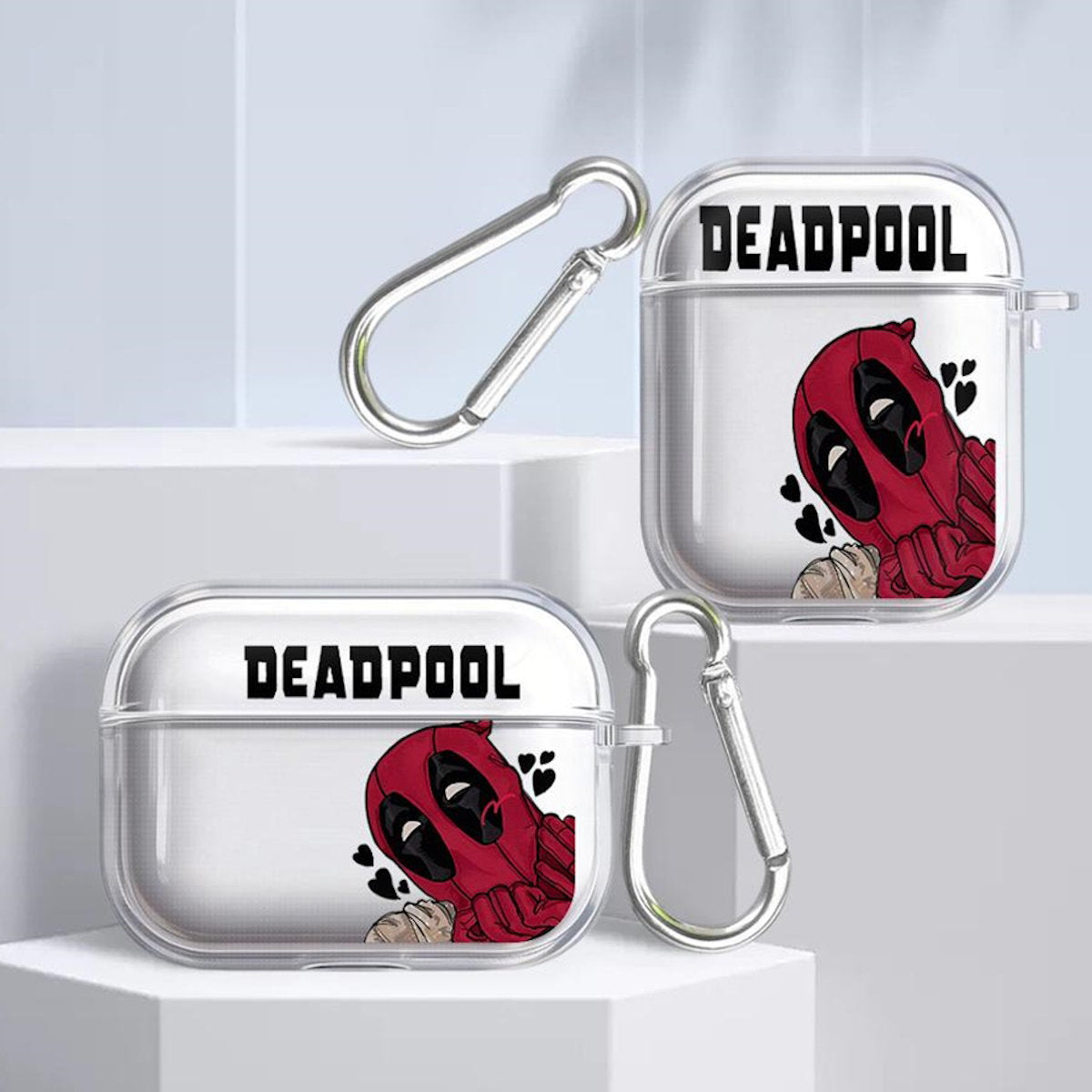 Black AirPods case with Marvel Deadpool design - ChildAngle Deadpool AirPods Case