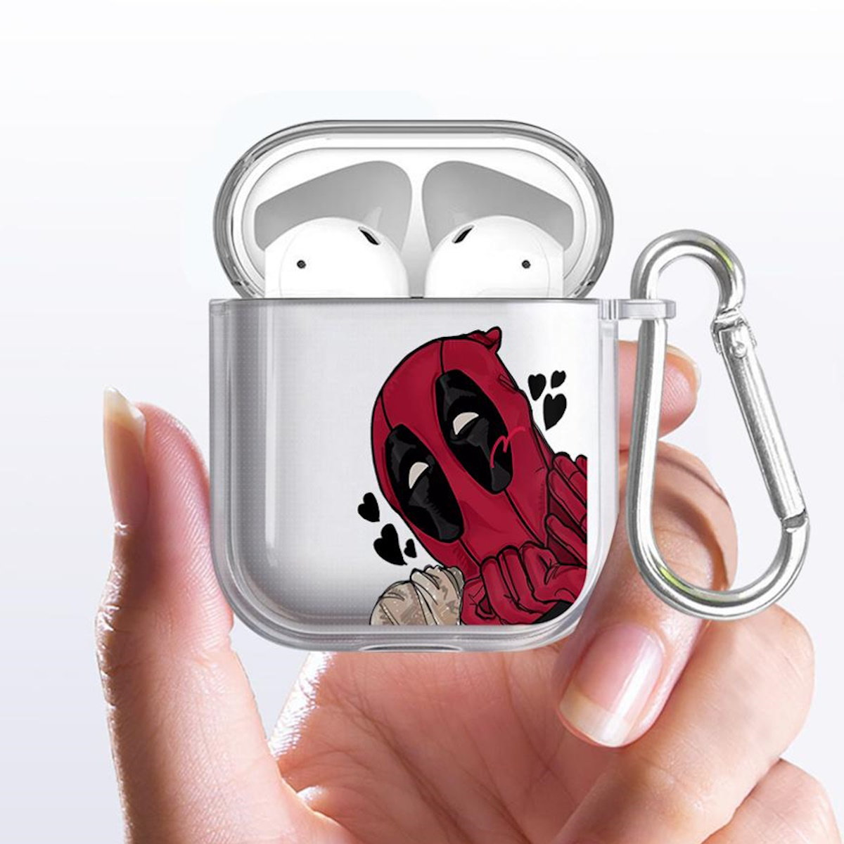 Black AirPods case with Marvel Deadpool design - ChildAngle Deadpool AirPods Case