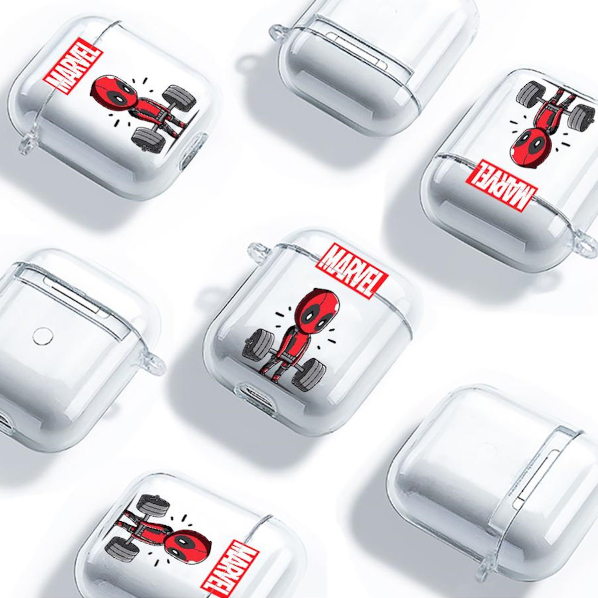 Black AirPods case with Marvel Deadpool design - ChildAngle Deadpool AirPods Case