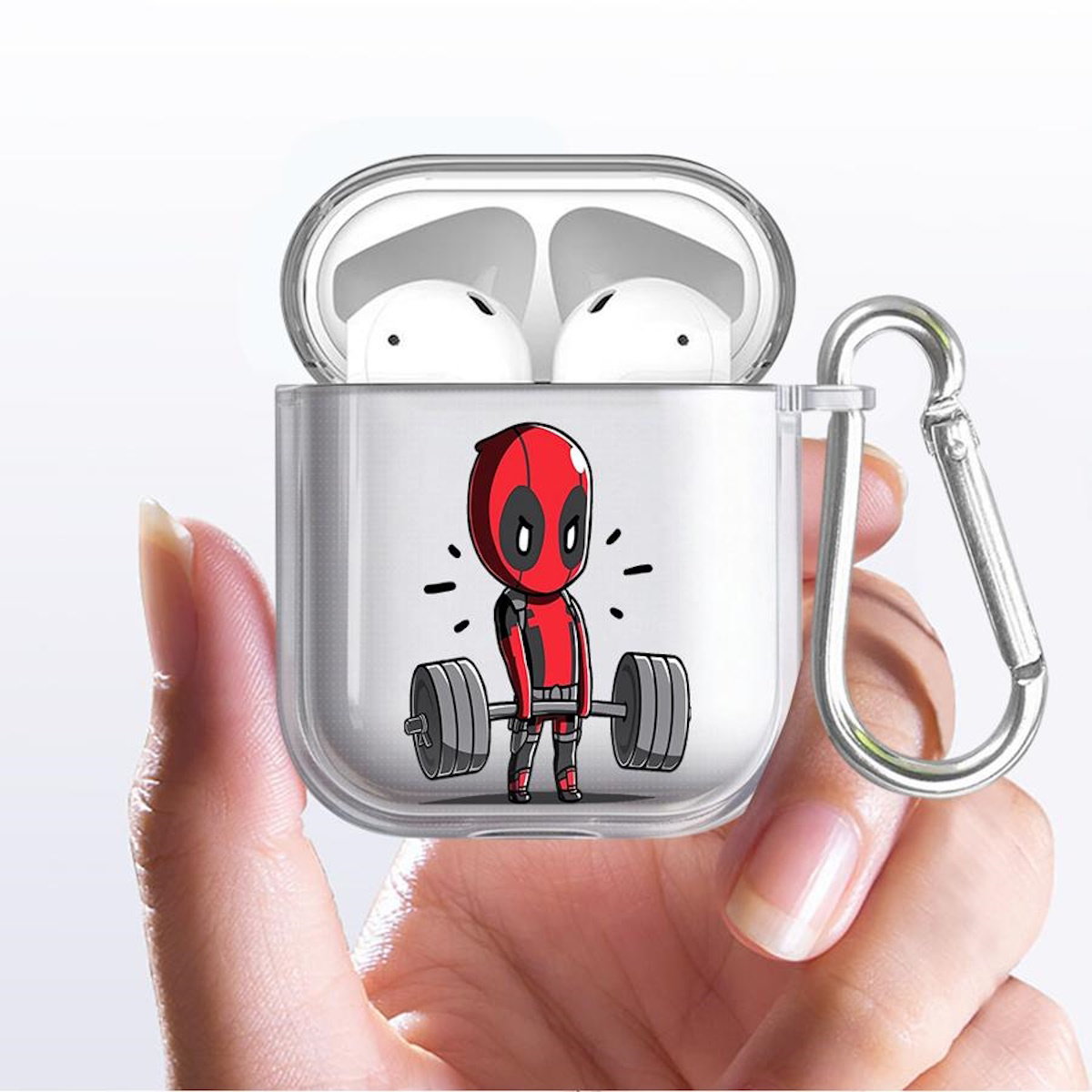 Black AirPods case with Marvel Deadpool design - ChildAngle Deadpool AirPods Case