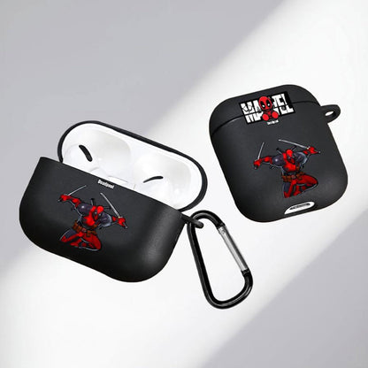 Black AirPods case with Marvel Deadpool design - ChildAngle Deadpool AirPods Case
